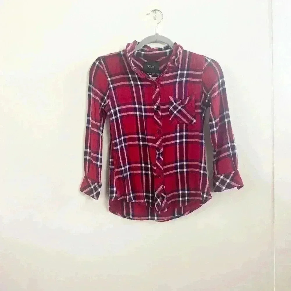 Rails red and black plaid flannel‎ button down XS
